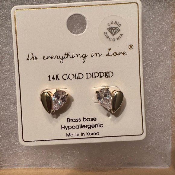 Women’s Earrings 14K Gold Dipped Heart Stud Earrings - Picture 5 of 8